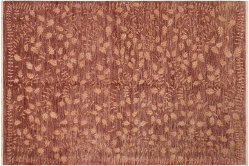 handmade Transitional Kafkaz Chobi Ziegler Brown Tan Hand Knotted RECTANGLE WOOL&SILK area rug 6 x 9